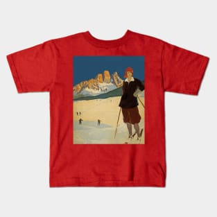 Skiing scene Kids T-Shirt